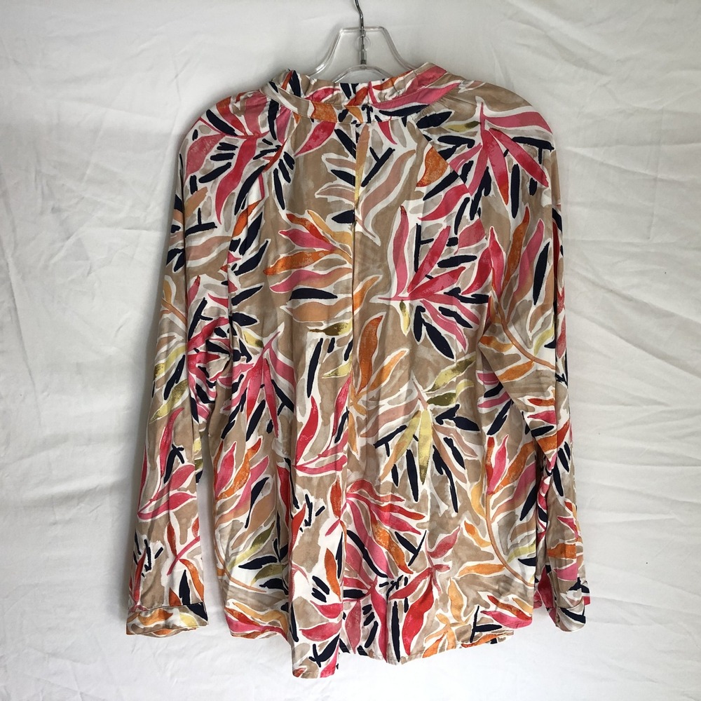 NIC+ZOE Shirt Womens Medium Multicolor Floral V Neck Button Long Sleeve Top - Picture 6 of 9